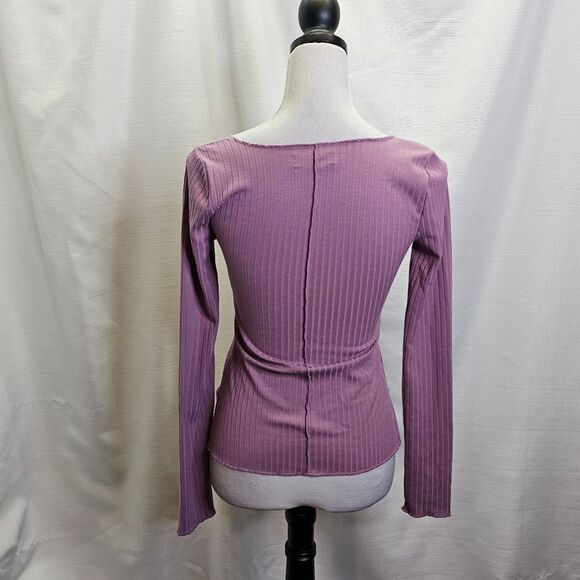 Urban Outfitters Purple Ribbed Notch Neck Top Size Small - Picture 11 of 12